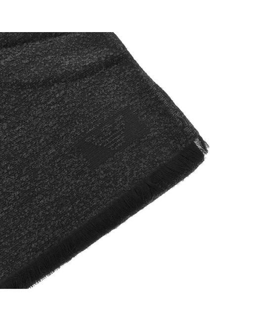 Emporio Armani Black Bouclé Wool Blend Scarf for men