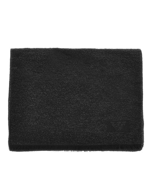 Emporio Armani Black Bouclé Wool Blend Scarf for men