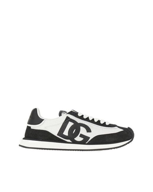 Dolce & Gabbana Black Leather And Mesh 'Dg Cushion' Sneakers for men