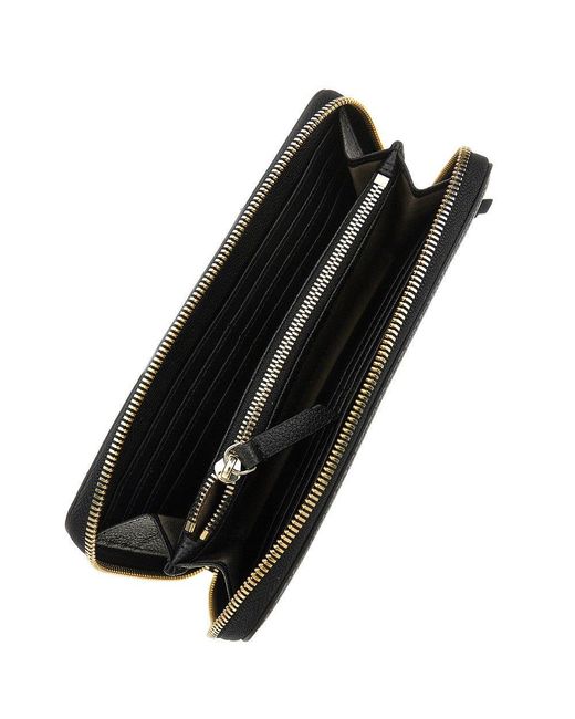 Emporio Armani Black Grained Leather Zip-Around Wallet