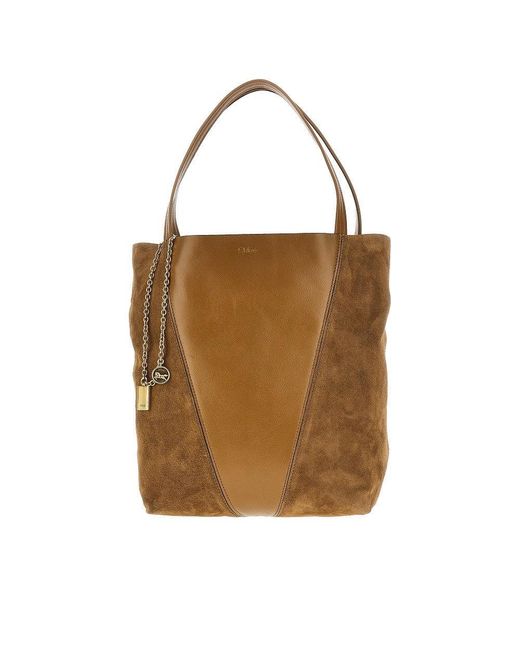 Chloé Brown Medium 'Chloé Spin' Leather Tote Bag