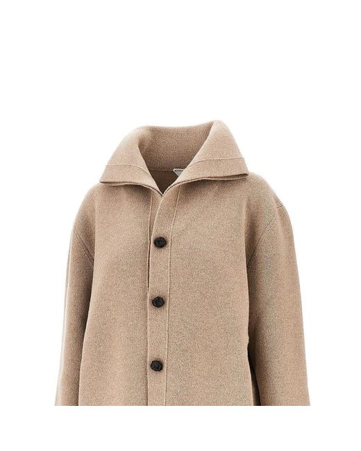 Bottega Veneta Natural Wool Cardigan With Leather Buttons for men