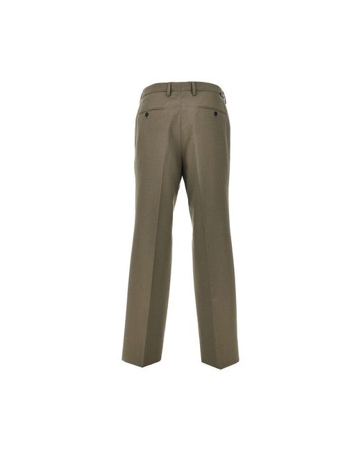 Prada Green Wool-Blend Pants With Darts for men