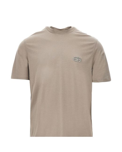 Emporio Armani Gray Lyocell-Blend Jersey T-Shirt With Embroidery for men