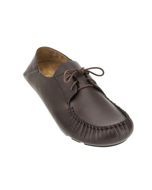 Loewe Brown 'Rambla' Leather Boat Shoes for men