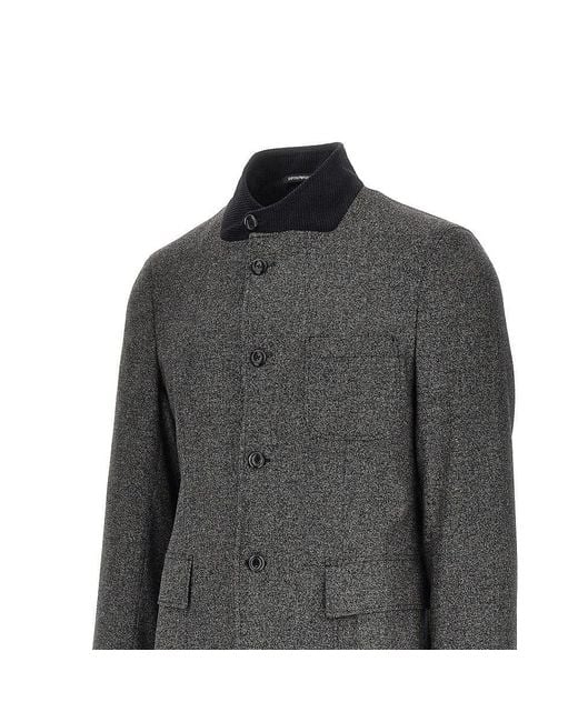 Emporio Armani Gray Mouliné Kniited Jacket for men