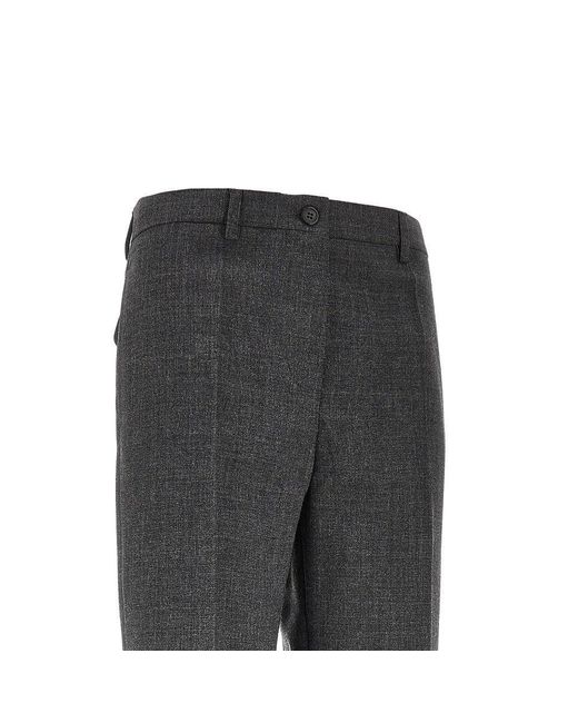 Prada Gray Wool Canvas Tailored Pants