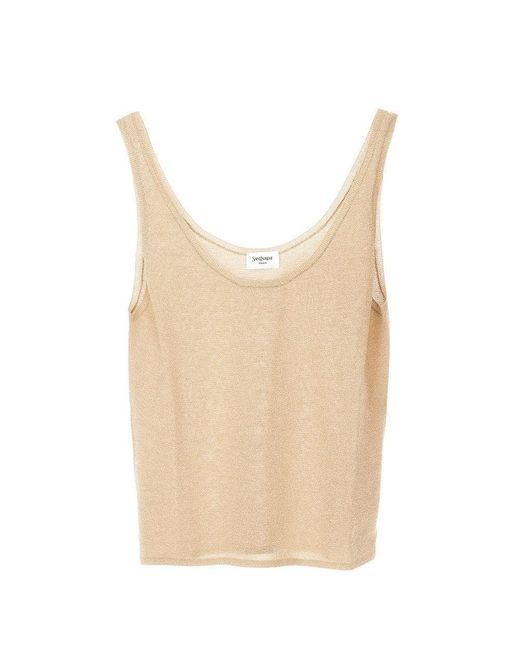 Saint Laurent Natural Lurex Knitted Top