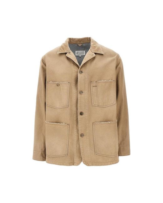 Maison Margiela Natural Cotton Jacket With Corduroy Collar for men