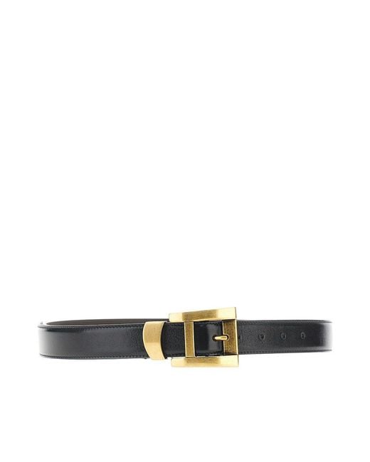 Versace Green Leather Belt With Logo Print