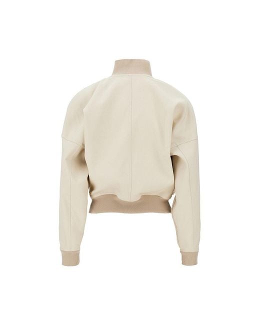 Gucci Natural Oversized Shoulders Cotton Bomber Jacket