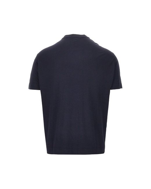 Emporio Armani Blue Stretch Jersey T-Shirt With Eagle Embroidery for men