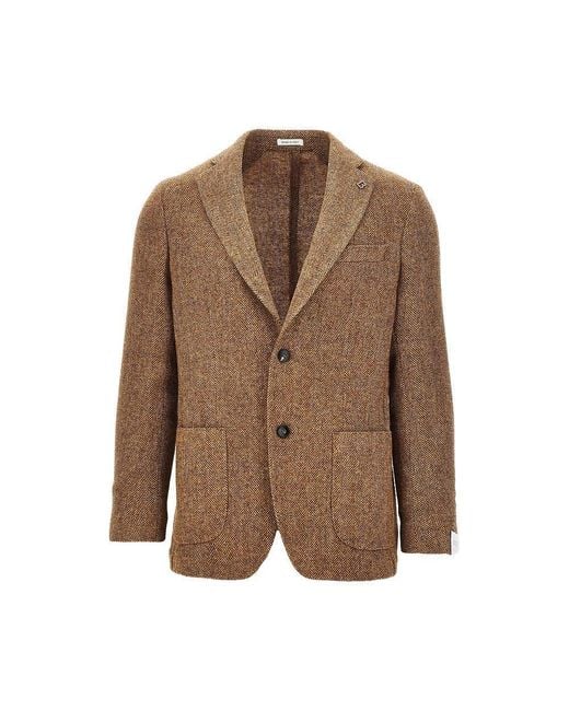 BRERAS Milano Brown 'Venezia' Virgin Wool Single-Breasted Jacket for men