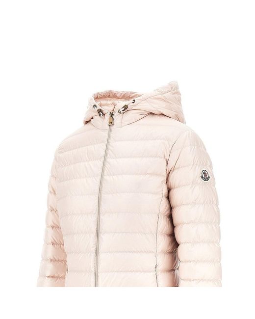Moncler Pink Padded Nylon Downjacket With Logo Patch