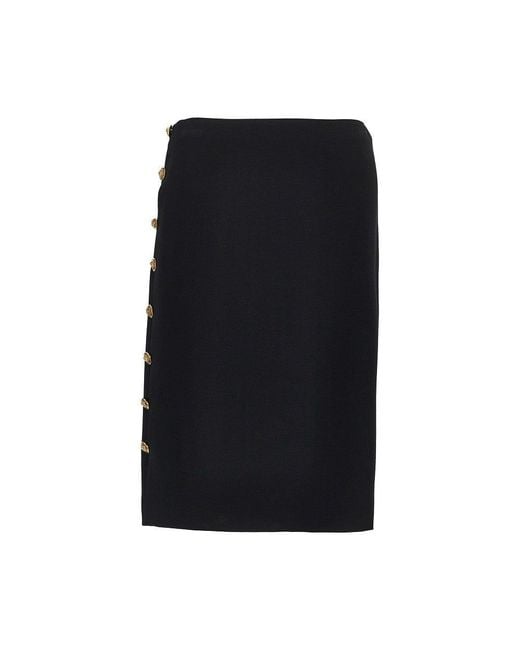 Versace Black Stretch Viscose Skirt With Medusa Buttons