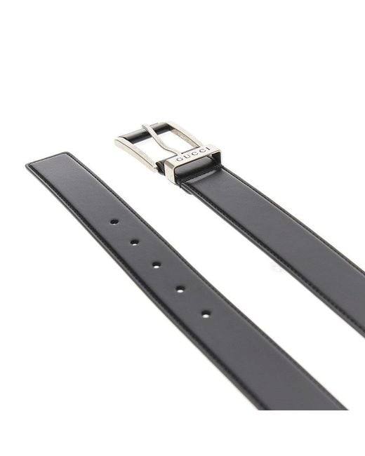 Gucci Black Leather Belt With Logo for men