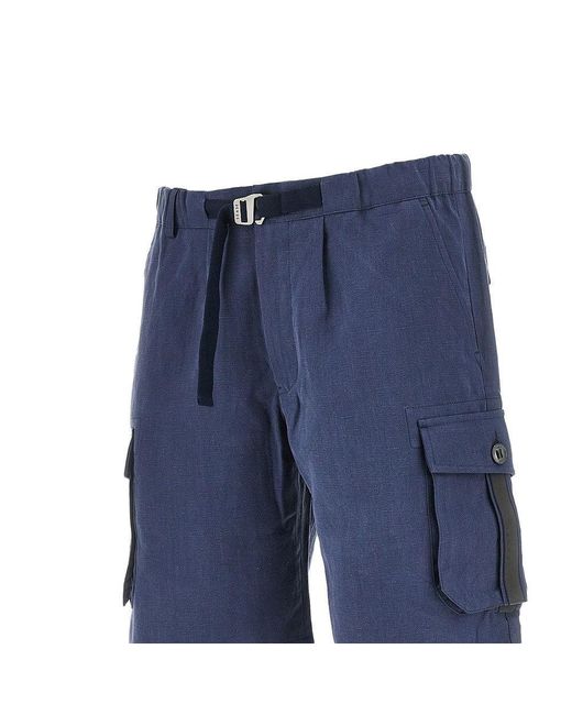 Sease Blue Linen Cargo Shorts With Belt for men
