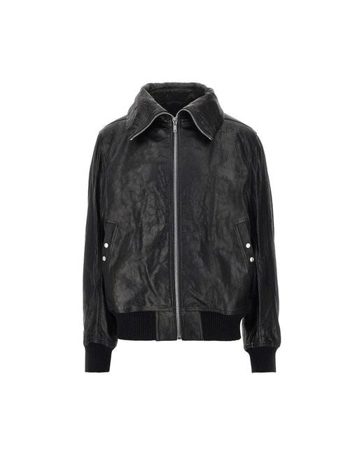 Rick Owens Black 'Dracuflight' Leather Bomber Jacket for men
