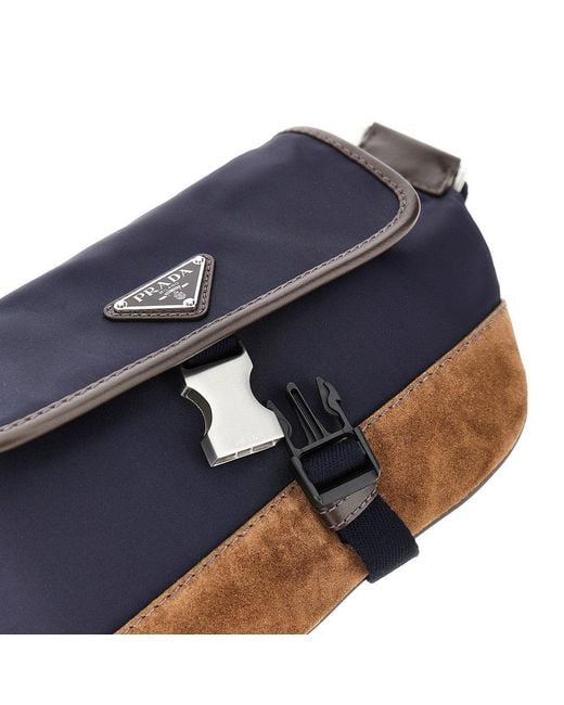 Prada Blue Re-Nylon And Leather Belt Bag for men