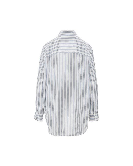 Gucci Blue Striped Jacquard Bayadère Silk Shirt