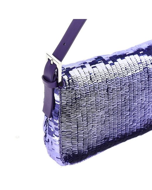Fendi Blue Sequinned Baguette 26424 Bag