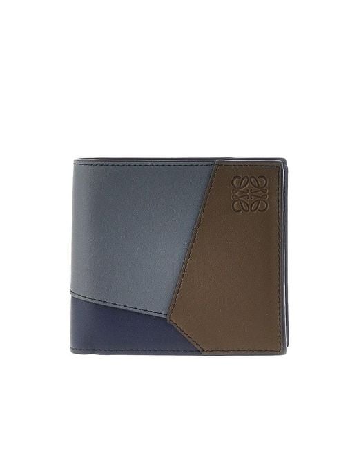 Loewe Gray 'Puzzle' Leather Bi-Fold Wallet for men