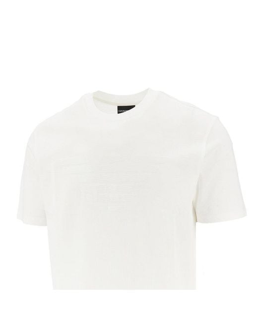 Emporio Armani White Jacquard Eagle T-Shirt for men