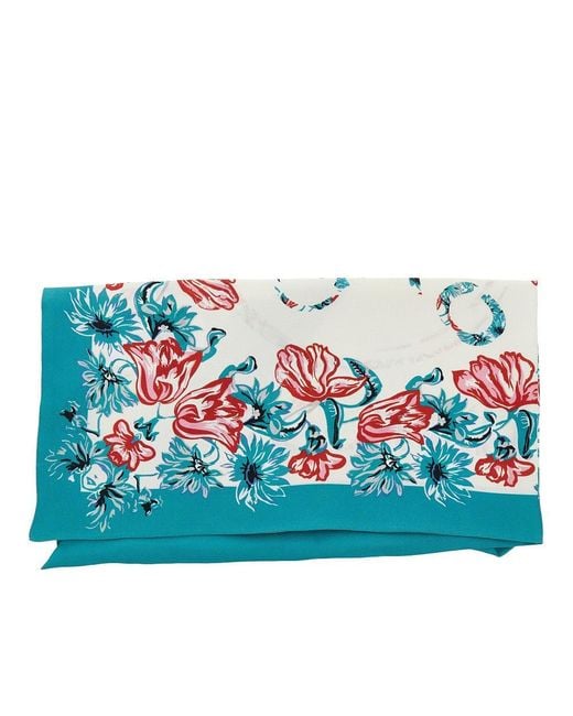 Pinko Blue Viscose And Silk Triangular Scarf