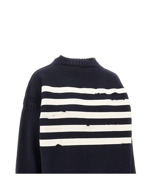 Pullover Oversize Con Righe Applicate Donna di Prada in Blue