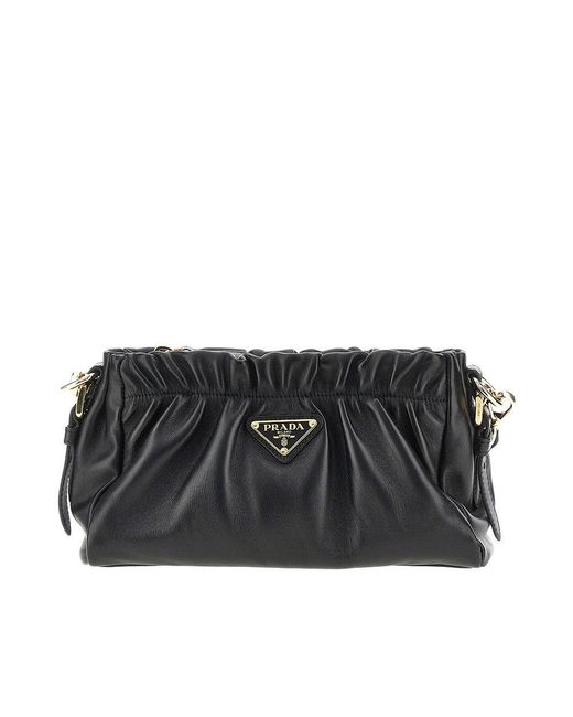 Prada Black Gathered Nappa Leather Bag