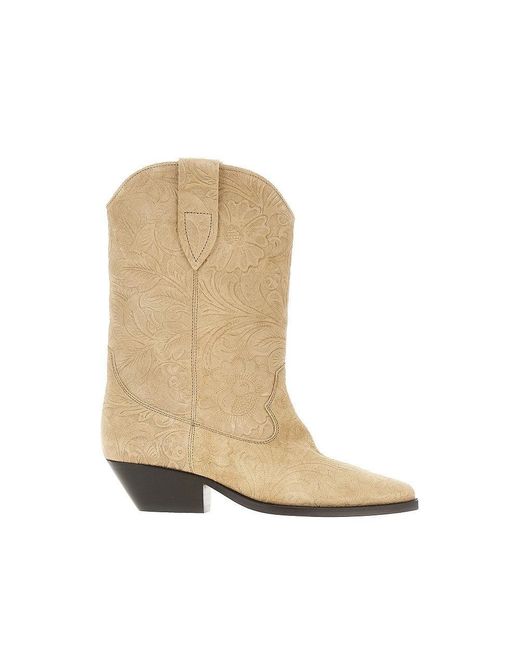 Isabel Marant Natural Suede Leather 'Duerto' Texan Boots