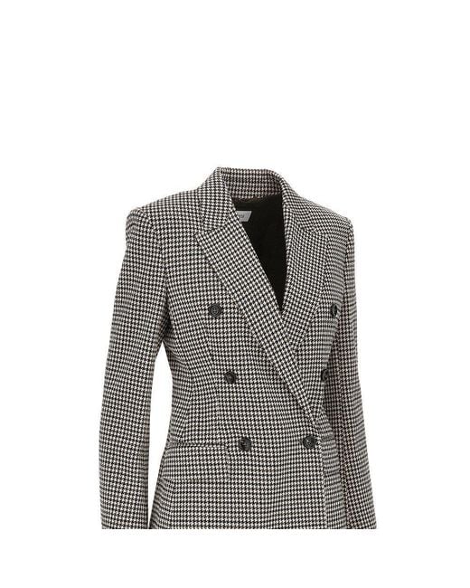 Max Mara Gray Houndstooth Double-Breasted Jacket