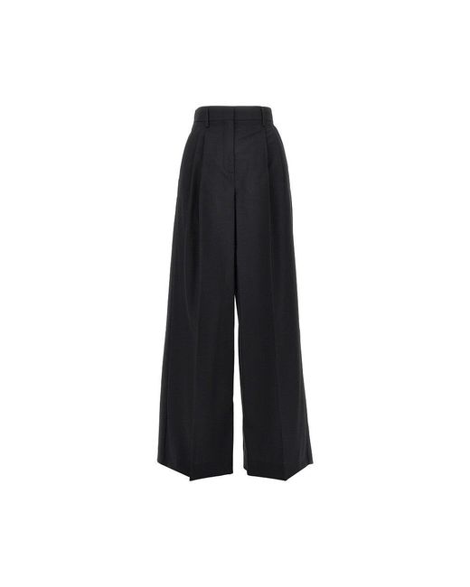 Weekend by Maxmara Black Virgin Wool Wide-Leg Pants