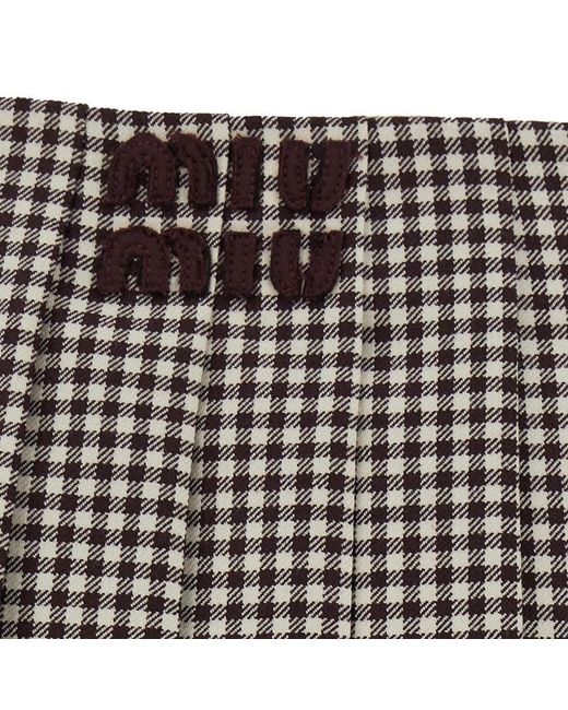 Miu Miu Gray Check Wool Mini Skirt