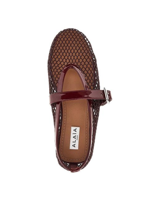 Alaïa Red Fishnet Ballerina Flats