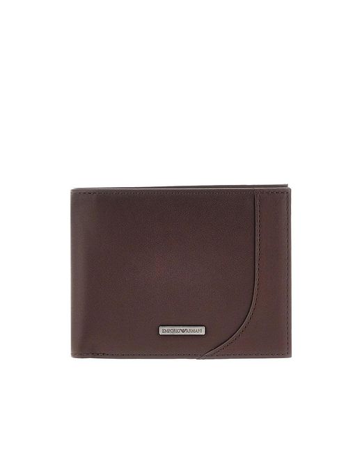 Emporio Armani Brown Leather Bi-Fold Wallet for men