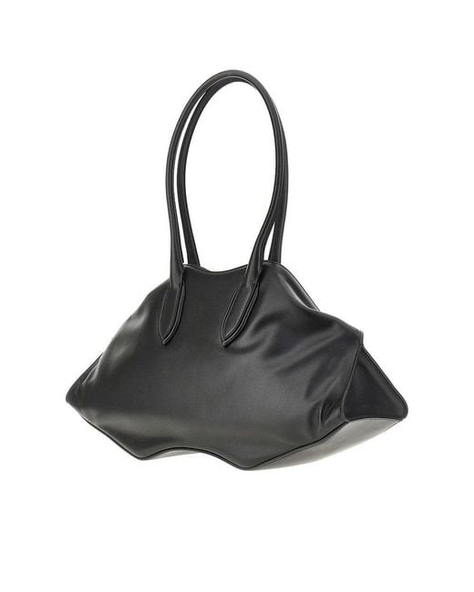 McQueen Black Nappa Leather 'Manta' Shoulder Bag