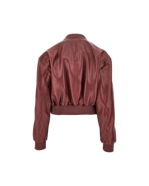 Arma Red 'Hannan' Leather Bomber Jacket