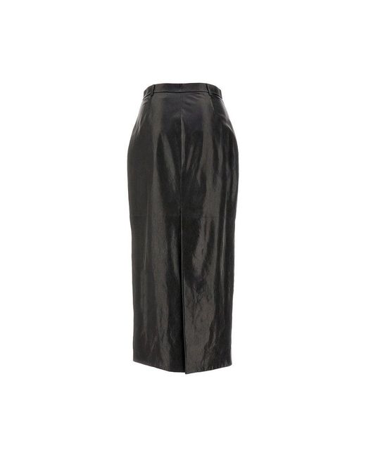 Bally Black Leather Long Pencil Skirt