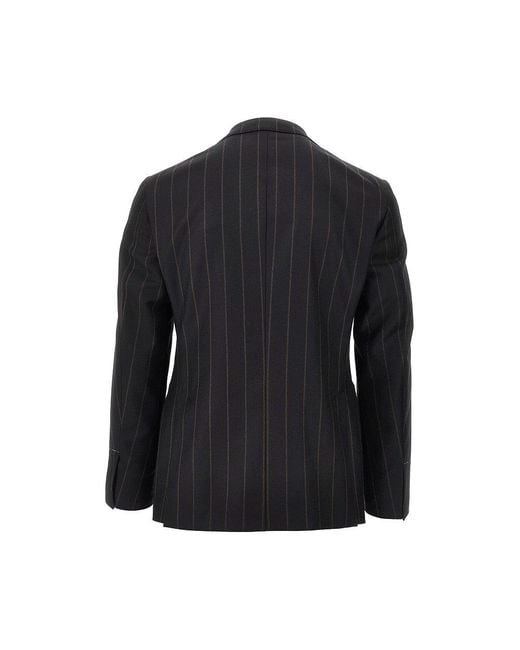 Luigi Bianchi Black Striped Wool Tailored Suit for men