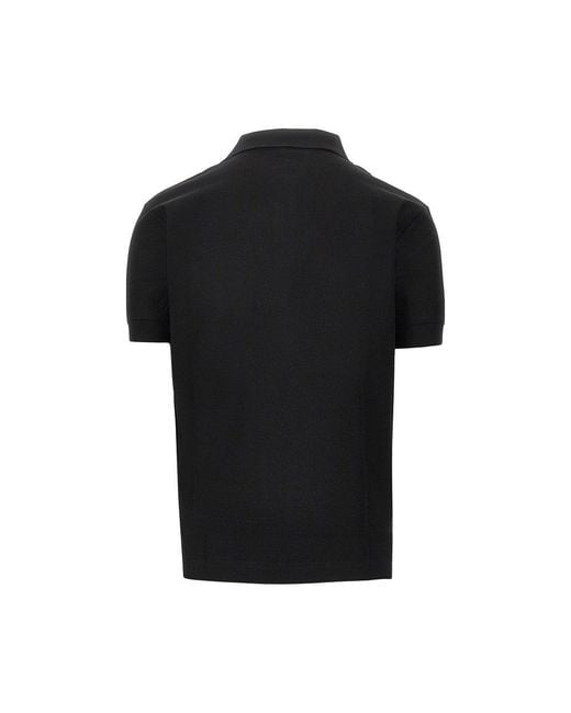 Burberry Black Piquet Polo Shirt With Ekd Embroidery for men