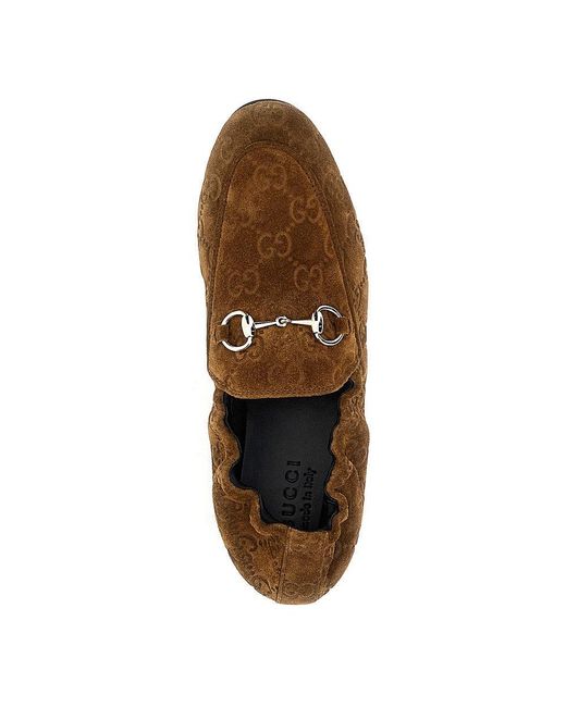 Gucci Brown Suede Leather 'Jordaan' Loafers