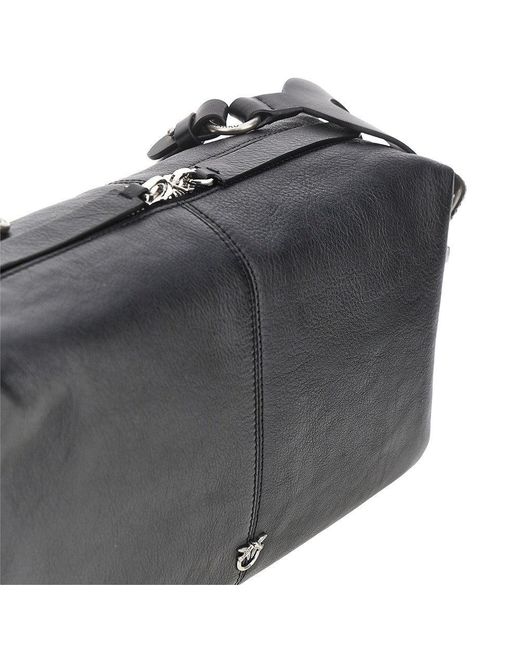 Pinko Black Leather Medium 'Keeper' Shoulder Bag
