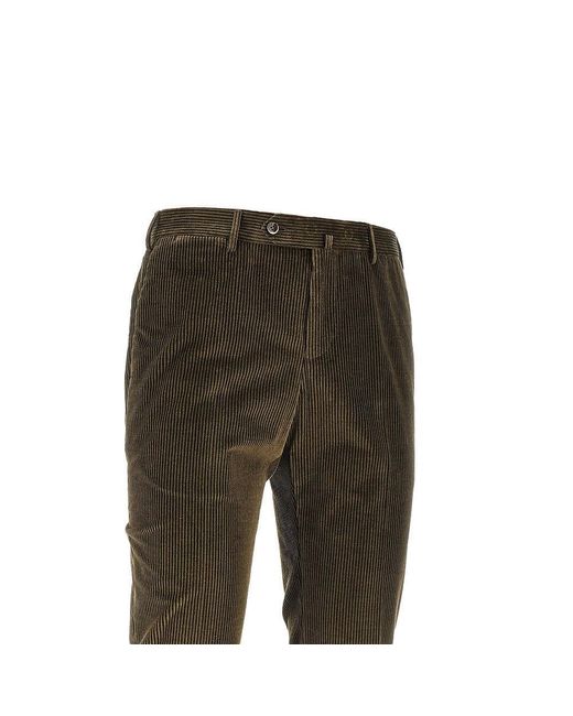 PT Torino Gray Corduroy Slim Fit Pants for men