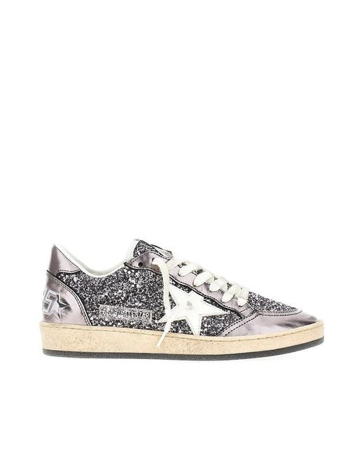 Golden Goose Deluxe Brand Gray 'Ballstar' Glittered Sneakers