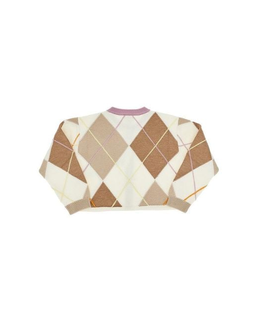 Fendi Multicolor Knitted Cardigan With Diamond Motif Kids 12