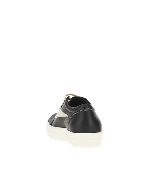 Rick Owens Black Leather Vintage Sneakers for men