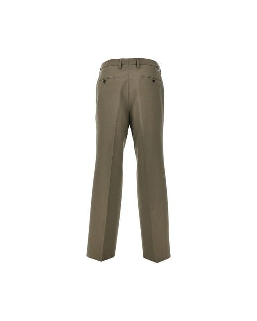 Prada Green Wool-Blend Pants With Darts for men
