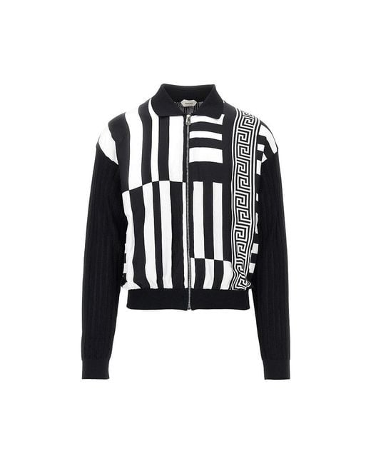 Versace Black Cardigan With Sylvester Print for men
