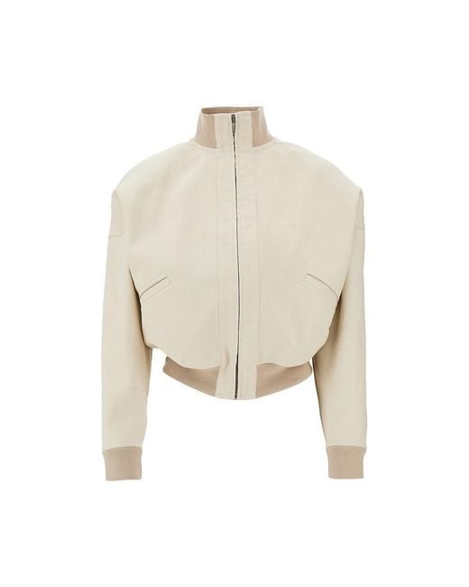Gucci Natural Oversized Shoulders Cotton Bomber Jacket